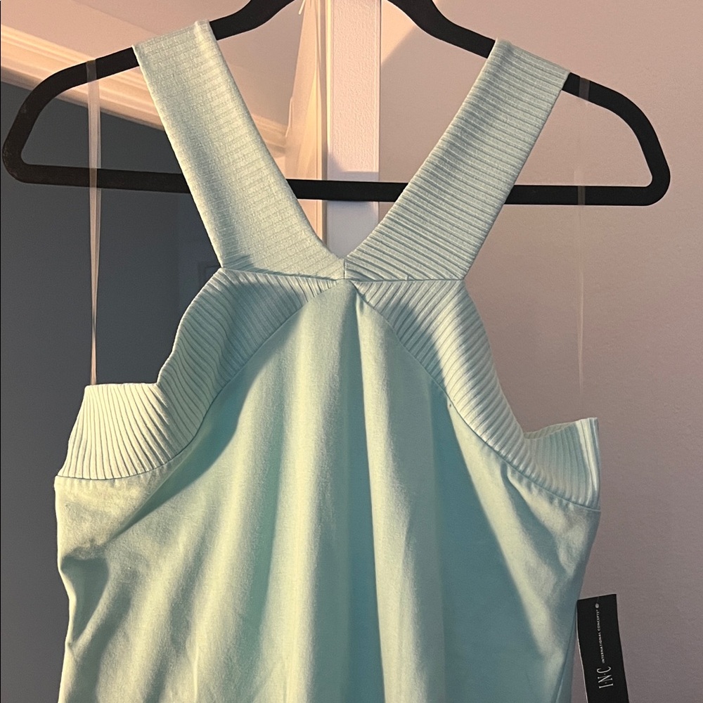 INC International Concepts Aqua Ribbed Tank Top